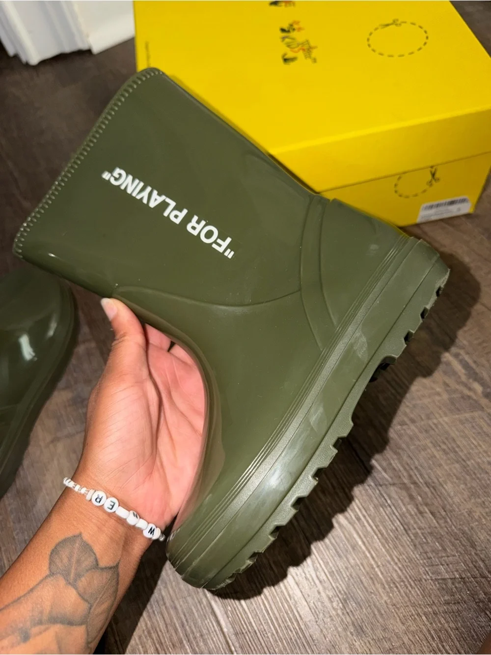 Olive Green Rain Boots “OFF-WHITE”
